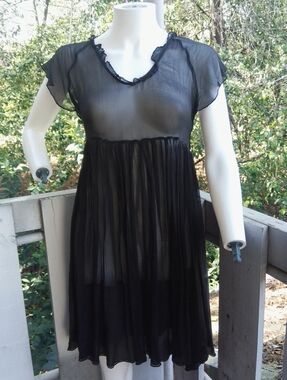 Black Sheer Festival Boho Gothicgirl Babydoll Dress Top Small
